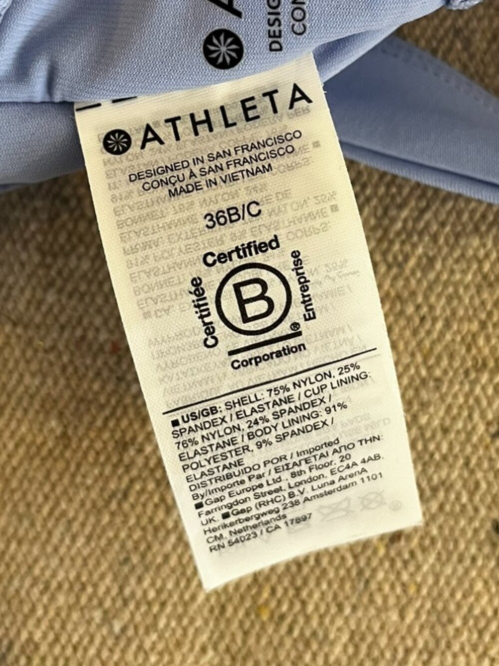 Athleta Woman's Blue Square Neck Swim Tankini Top Sz 36 B-C - Picture 2 of 6